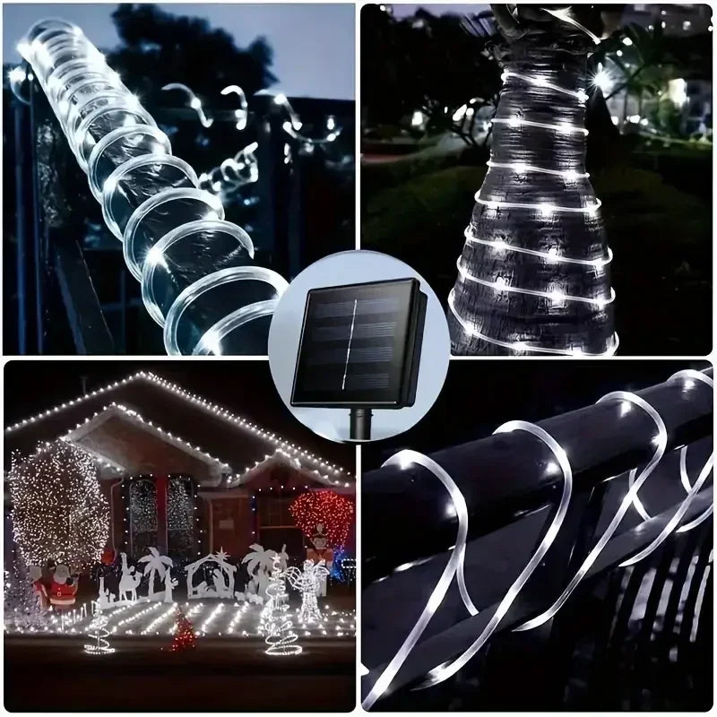 LED Solar Lichterketten Garten Wasserdichte Rohr Seil Lampe Weihnachten Girlande Lichterkette Für Outdoor Urlaub Dekoration Beleuchtung