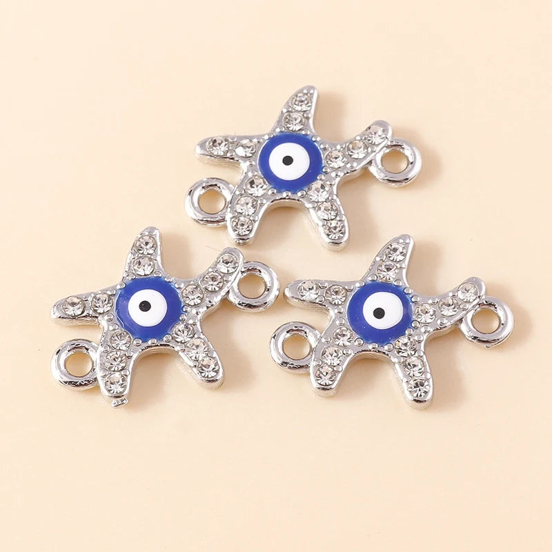 10 Stück Mixed Crystal Evil Eye Charms Türkische Lucky Blue Eye Charms Anhänger Anschlüsse für Armband Ohrringe Halskette DIY Schmuck