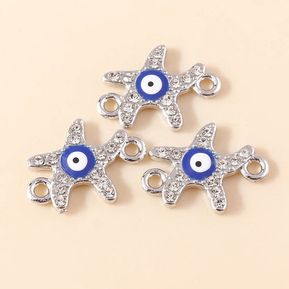 10 Stück Mixed Crystal Evil Eye Charms Türkische Lucky Blue Eye Charms Anhänger Anschlüsse für Armband Ohrringe Halskette DIY Schmuck