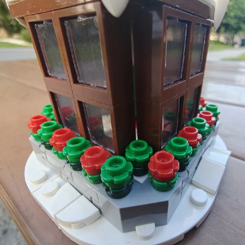 345PCS MOC Weihnachten Straße Uhr Turm Bausteine Stadt Platz Kalender Glocke Turm Architektur Ziegel Spielzeug Weihnachten Geschenk