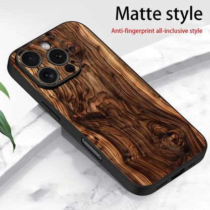 Kreative Handyhülle mit Holzmaserungsmuster, geeignet für iPhone 17, 16, 15, 14, 13, 12, 11, Pro/Max/Plus, All-Inclusive-Frosted-Softshell