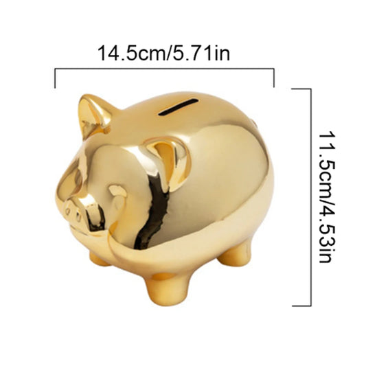 Sparschwein aus Keramik, goldenes Schweinchen, niedliches Münzsparschwein, Glücksschwein, Dekoration, kreative Heimtextilien, einfacher Zugang, Geldbanken, Neu