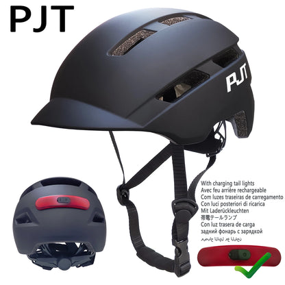 PJT Neuer Fahrradhelm In-Mold Mountain Road USB wiederaufladbar Rücklicht Fahrradhelm Sport sicherer Hut MTB Fahrradhelm