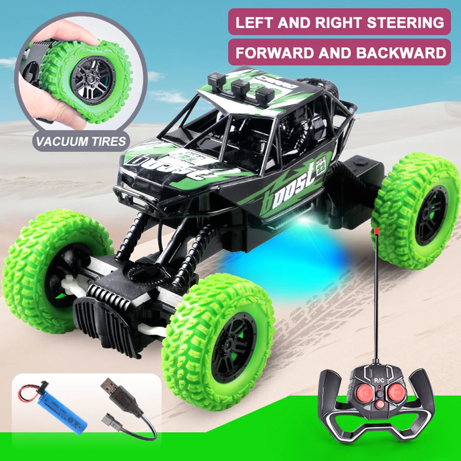 Ferngesteuertes Auto mit bunten Blinklichtern, Gummiräder, Offroad-Spielzeugauto, geeignet für Weihnachtsgeschenke für Kinder