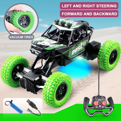 Ferngesteuertes Auto mit bunten Blinklichtern, Gummiräder, Offroad-Spielzeugauto, geeignet für Weihnachtsgeschenke für Kinder