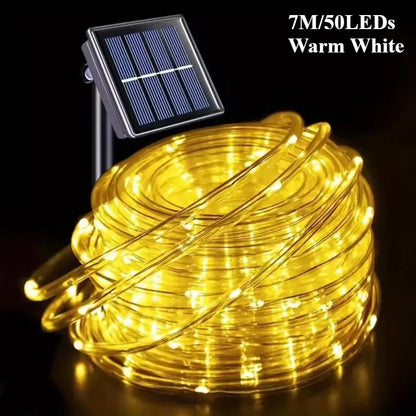 LED Solar Lichterketten Garten Wasserdichte Rohr Seil Lampe Weihnachten Girlande Lichterkette Für Outdoor Urlaub Dekoration Beleuchtung