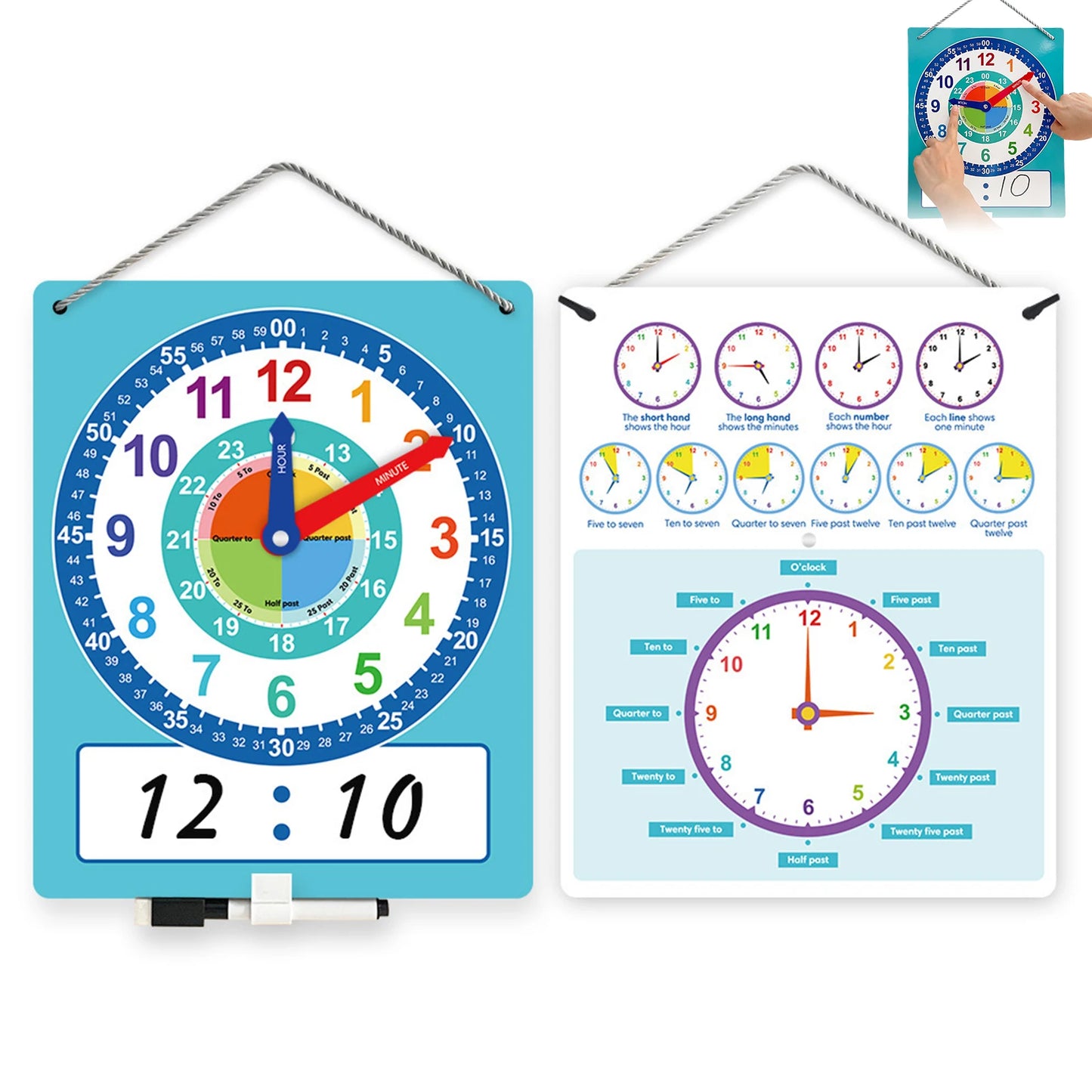 Kinderuhr-Modell, Grundschule, Kinderuhr, Lehrmittel, Lehrzeit, kognitive Lernwerkzeuge, klare Etiketten
