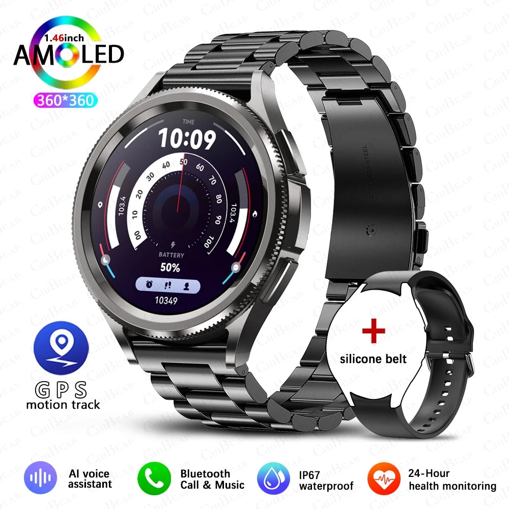 Uhr 6, klassische Bluetooth-Anruf-Smartwatch für Herren, GPS, Outdoor-Sport, Fitness, Modell, Gesundheit, Herzfrequenzmesser, Smartwatch, 2025, Neu
