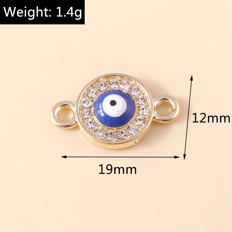 10 Stück Mixed Crystal Evil Eye Charms Türkische Lucky Blue Eye Charms Anhänger Anschlüsse für Armband Ohrringe Halskette DIY Schmuck