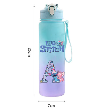 750 ml Lilo Stitch Brief A-Z Gedruckt Wasser Flasche Große Kapazität Trinken Tragbare Anime Outdoor Sport Wasser Tasse KINDER geschenk Gym