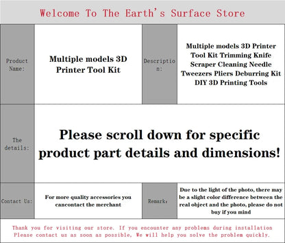 3D-Druckwerkzeuge, mehrere Modelle, 3D-Drucker-Werkzeugsatz, Zierschaber, Reinigung, Nadelzange, Entgratungsset