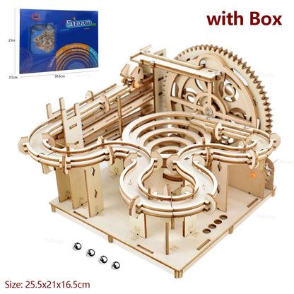 3D-Holzpuzzle zum Selbermachen, mechanisch, manuell, Modellbausätze, Spielzeug, Marmor-Lauf-Set mit 4 Kugeln, für Erwachsene und Kinder, Geschenke