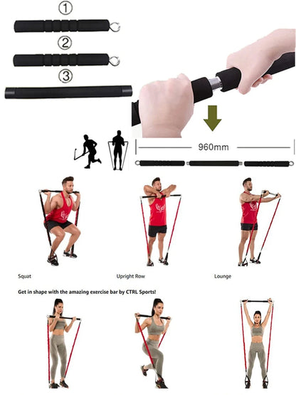 Workout Bar Fitness Widerstand Bands Set Pilates Yoga Zugseil Übung Training Expander Gym Ausrüstung für Home Bodybuilding