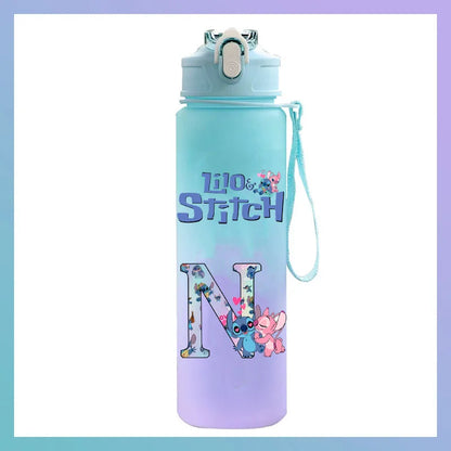 750 ml Lilo Stitch Brief A-Z Gedruckt Wasser Flasche Große Kapazität Trinken Tragbare Anime Outdoor Sport Wasser Tasse KINDER geschenk Gym
