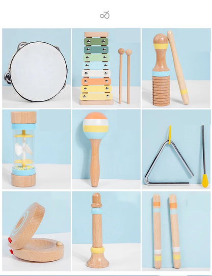 Wooden Musical Instrument Montessori Music Set Baby Children Percussion Instrument Toy Early Educational Knocking Toys for Kids