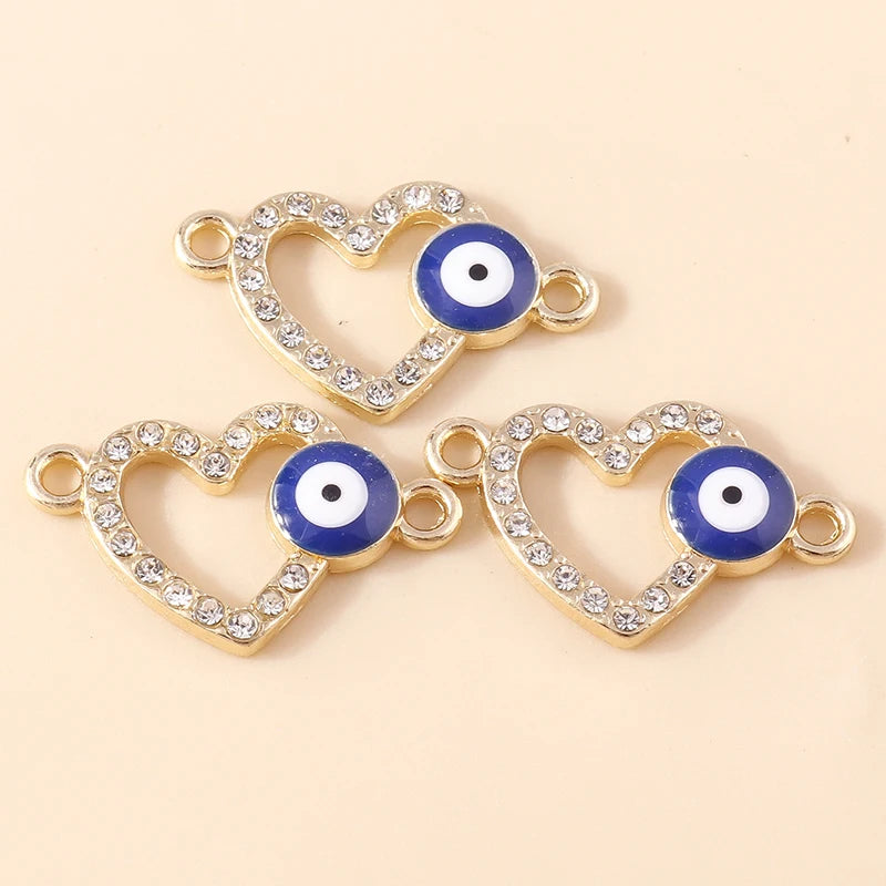 10 Stück Mixed Crystal Evil Eye Charms Türkische Lucky Blue Eye Charms Anhänger Anschlüsse für Armband Ohrringe Halskette DIY Schmuck