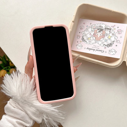 Süße Sommerfrucht-Blumen-Pfirsich-Ständer-weiche Silikonhülle für iPhone 17, 16, 15, 14, 13, Pro Max 14, 15 Plus, stoßfeste Schutzhülle