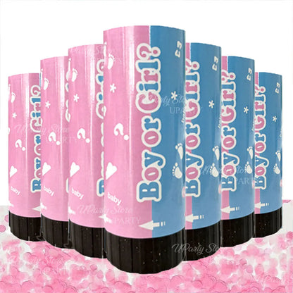 8 Stück rosa blaue Konfetti-Popper-Kanone für Geschlecht offenbaren blau rosa Papier-Konfetti-Shooter für Geburtstag, Hochzeit, Party, Dekoration, Gastgeschenk