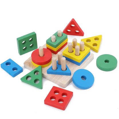 Montessori Holzspielzeug Farbform passendes Puzzlespiel Bunte Perlen Farbkognition Frühes Lernspielzeug Geschenk für Kinder