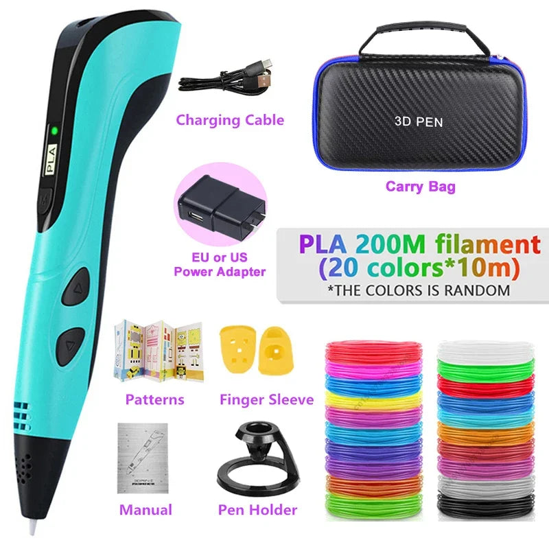 3D-Druckstift DIY Stifte 3D-Stift für Kinder Kinder kreative Kinder Geburtstags geschenk mit Pla Filament tragbare Reise Fall neu