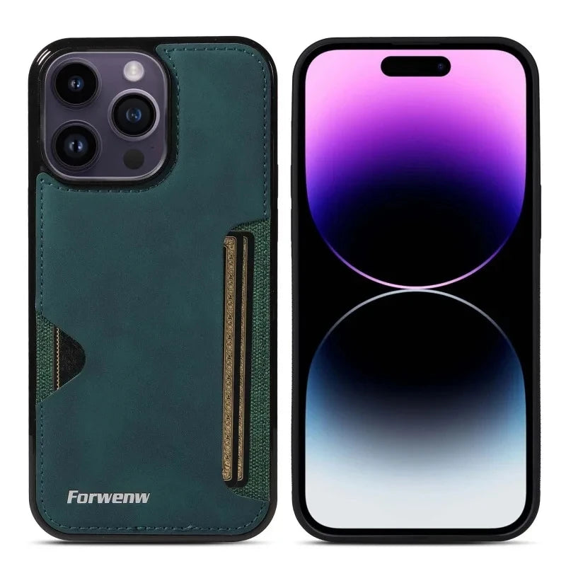 Retro-Kartenhalter-Handyhülle für iPhone 17 16 15 14 13 12 11 Pro Max 16E Air XS XR SE 7 8 Plus Business Wallet PU-Lederhülle