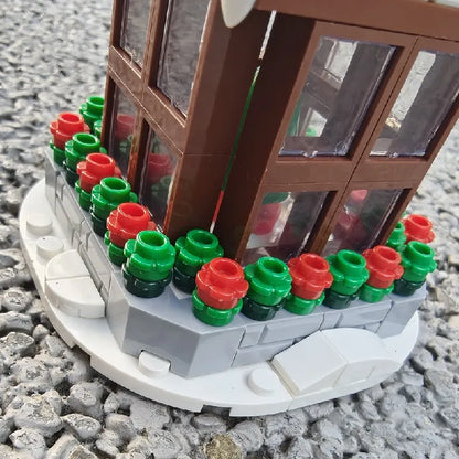 345PCS MOC Weihnachten Straße Uhr Turm Bausteine Stadt Platz Kalender Glocke Turm Architektur Ziegel Spielzeug Weihnachten Geschenk