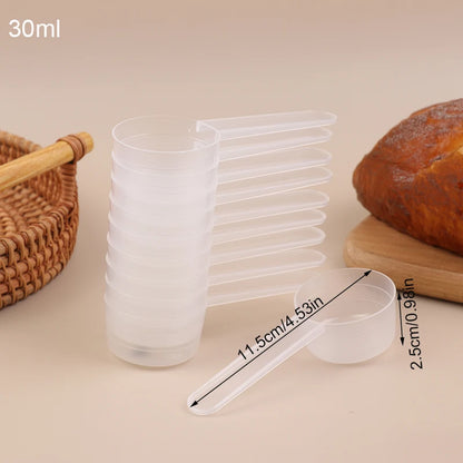 10 Teile/satz Messlöffel Mit Skala 30/50/60/70 ml Transparent Kunststoff Milch Pulver Löffel Küche backen Messbecher