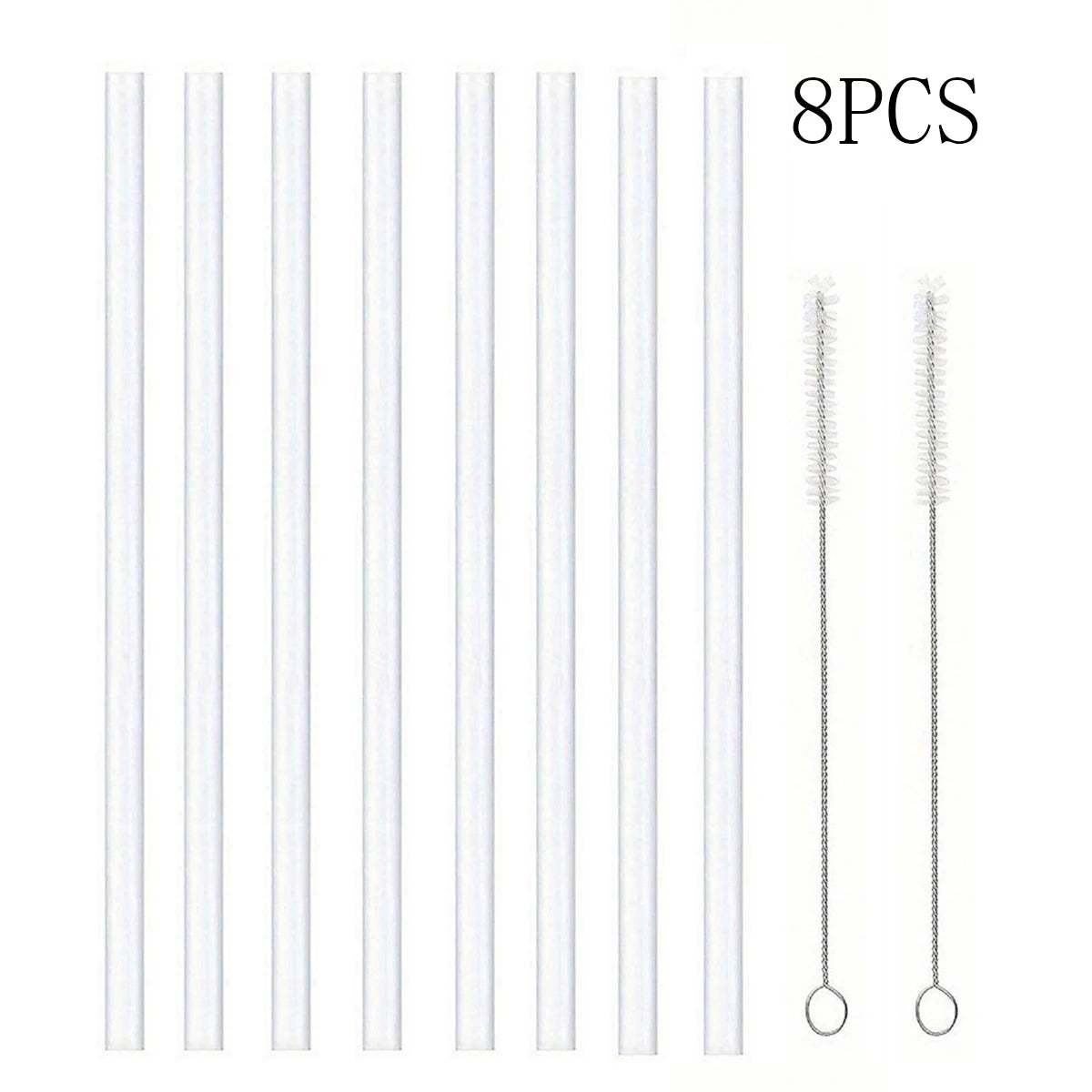 Ersatzstrohhalme für Stanley 40 oz Tassenbecher, 12er-Pack transparente wiederverwendbare Kunststoffstrohhalme, 2 Strohbürsten, für Stanley Cup