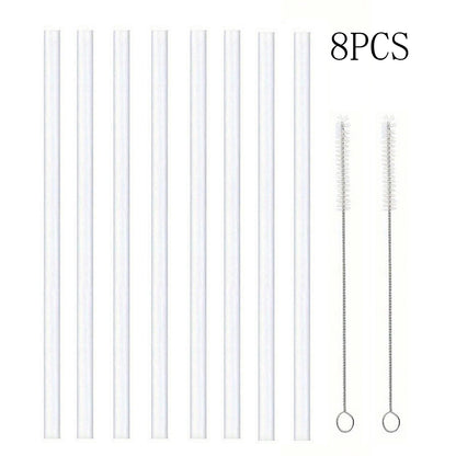 Ersatzstrohhalme für Stanley 40 oz Tassenbecher, 12er-Pack transparente wiederverwendbare Kunststoffstrohhalme, 2 Strohbürsten, für Stanley Cup