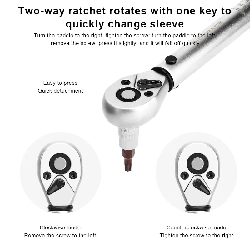 RIDERACE Fahrrad-Drehmomentschlüssel-Set, 15-teilig, 1/4 Zoll, 2–24 Nm, Dual-Richtung, Fahrrad-Inbusschlüssel, Werkzeug, Steckschlüssel, Pro-Motorrad-Reparatursatz