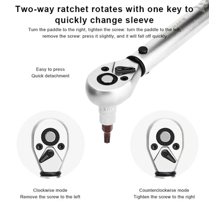 RIDERACE Fahrrad-Drehmomentschlüssel-Set, 15-teilig, 1/4 Zoll, 2–24 Nm, Dual-Richtung, Fahrrad-Inbusschlüssel, Werkzeug, Steckschlüssel, Pro-Motorrad-Reparatursatz