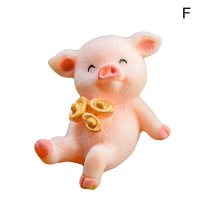 Niedliche Verzierung Harz Miniatur Geld Glück Schwein Figur Statue DIY Tisch Auto Armaturen brett Puppen für Ohrring Schlüssel bund Schmuck herstellung
