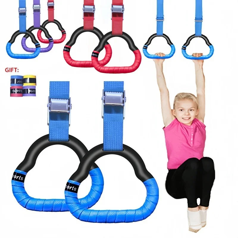 Gymnastikringe für Kinder, Sportspielzeug, rutschfeste Gymnastikringe mit Schaukel, verstellbare Riemen, Klimmzug, Workout, Gymnastik, Fitnessgeräte, Spielzeug
