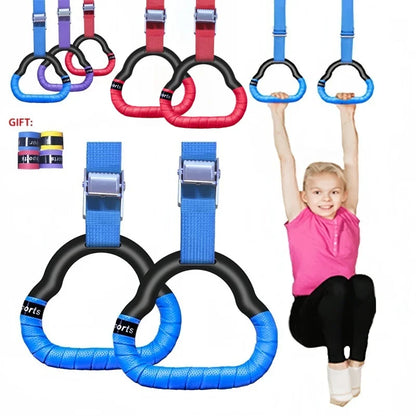 Gymnastikringe für Kinder, Sportspielzeug, rutschfeste Gymnastikringe mit Schaukel, verstellbare Riemen, Klimmzug, Workout, Gymnastik, Fitnessgeräte, Spielzeug