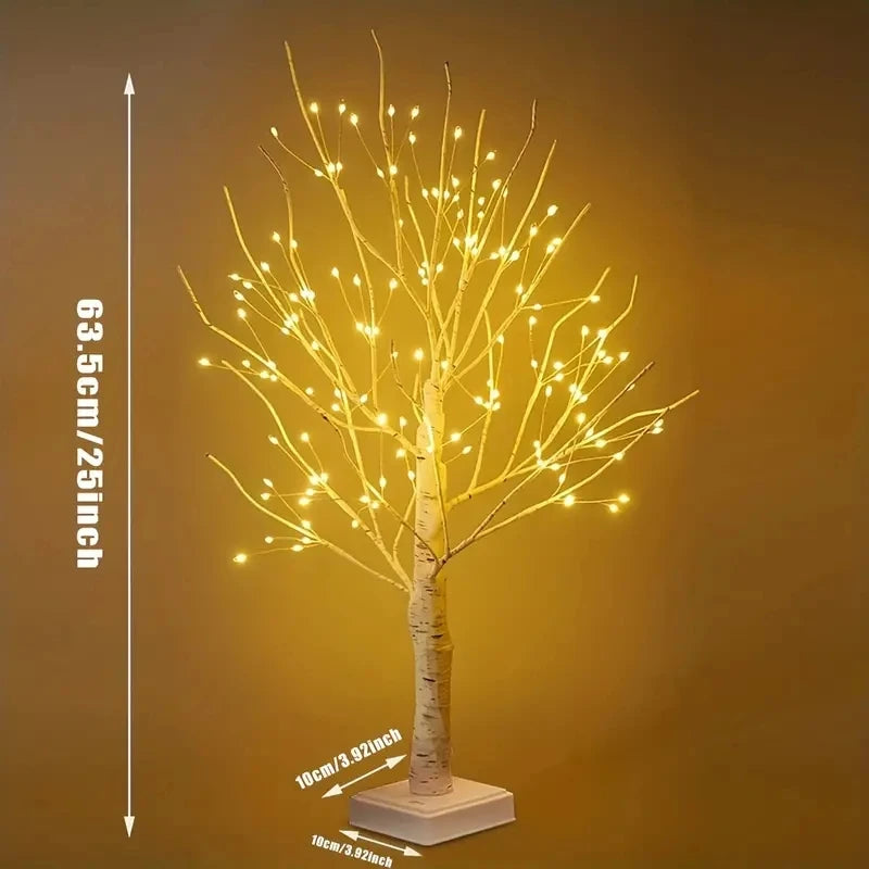 144 LED-Birkenbaum-Licht, warmweiß, USB, Batteriebetrieb, Urlaub, dekorativer Baum, Weihnachten, Halloween, Ostergeschenk