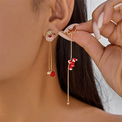 Neue Design Moving Santa Claus Quaste Baumeln Ohrringe für Frauen Weihnachten Baum Schneeflocke Asymmetrische Lange Ohrring Neue Jahr Schmuck
