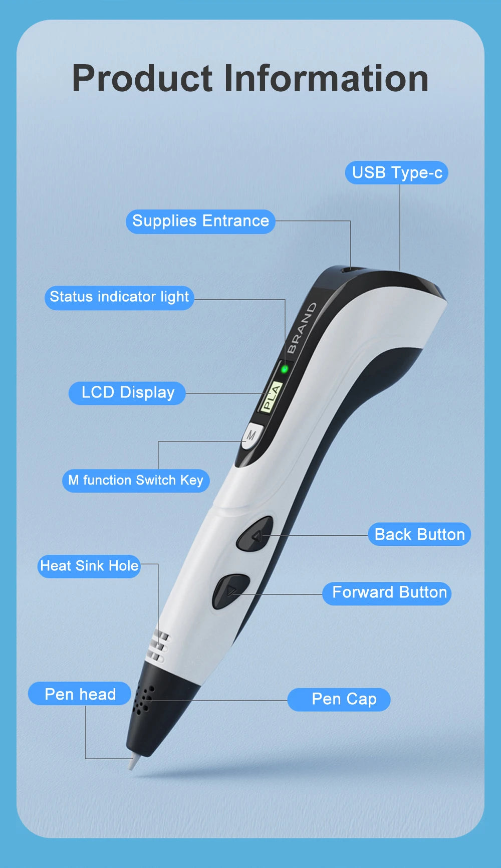 3D-Druckstift DIY Stifte 3D-Stift für Kinder Kinder kreative Kinder Geburtstags geschenk mit Pla Filament tragbare Reise Fall neu