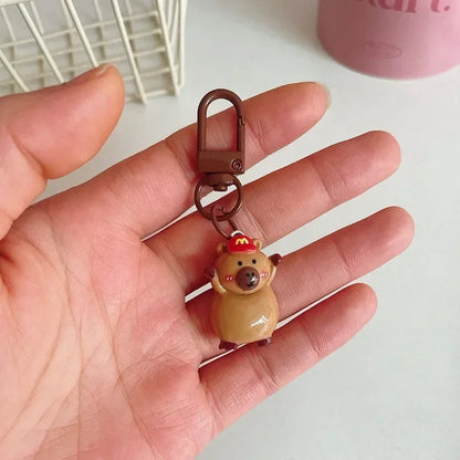 1-10Pcs Lustige Cartoon Capybara Schlüsselanhänger Frauen Männer Charme Harz Glänzend Flatback Tier Anhänger Schlüsselring Schmuck, Die Entdeckungen