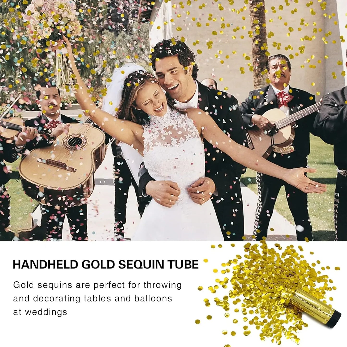 4 Packungen goldene Konfetti-Kanonen, Feier, Feuerwerk, Kanone, Konfetti, Popper, Handheld, Abschlussfeier, Weihnachten, Geburtstag, Hochzeit, Party-Versorgung