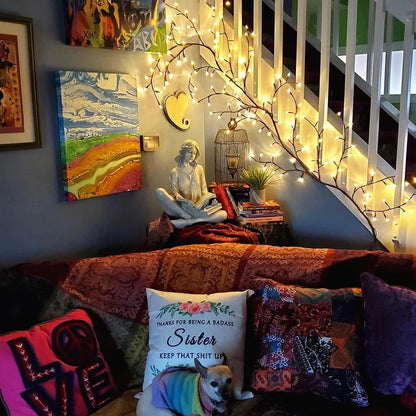 96 LEDS biegbare Weidenrebenlichter, 8 Moeds Rattanbaum dekoratives Licht, Nachtlicht, für Wand, Schlafzimmer, drinnen und draußen, Weihnachten