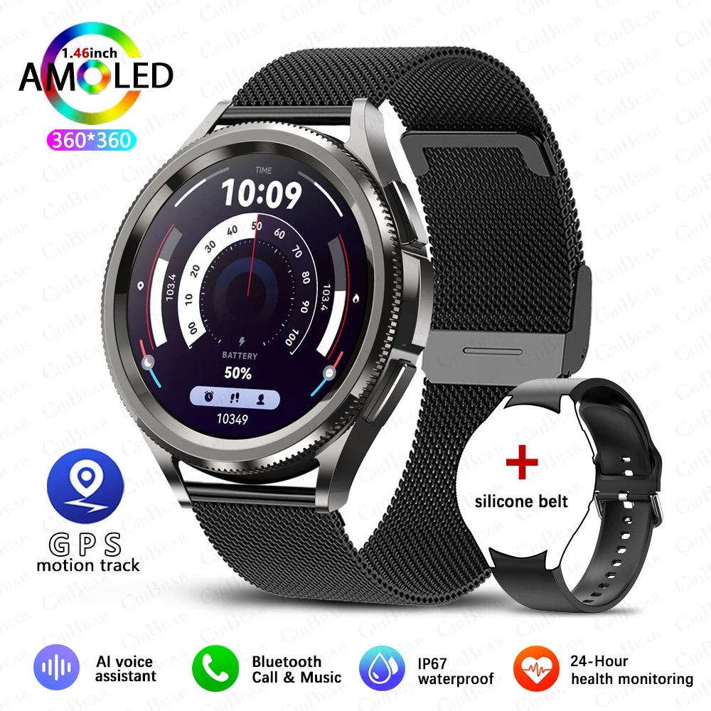 Uhr 6, klassische Bluetooth-Anruf-Smartwatch für Herren, GPS, Outdoor-Sport, Fitness, Modell, Gesundheit, Herzfrequenzmesser, Smartwatch, 2025, Neu