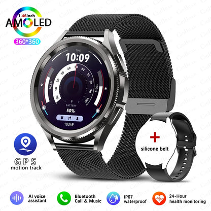 Uhr 6, klassische Bluetooth-Anruf-Smartwatch für Herren, GPS, Outdoor-Sport, Fitness, Modell, Gesundheit, Herzfrequenzmesser, Smartwatch, 2025, Neu