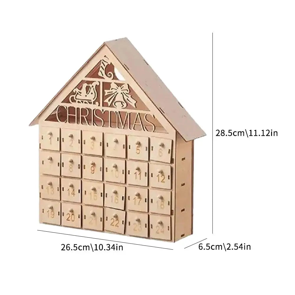 Weihnachts-Adventskalender, 24-Tage-Countdown-Dekoration, Weihnachten, wiederverwendbare Holzdekoration, Tischplatte, abnehmbar, A8i6