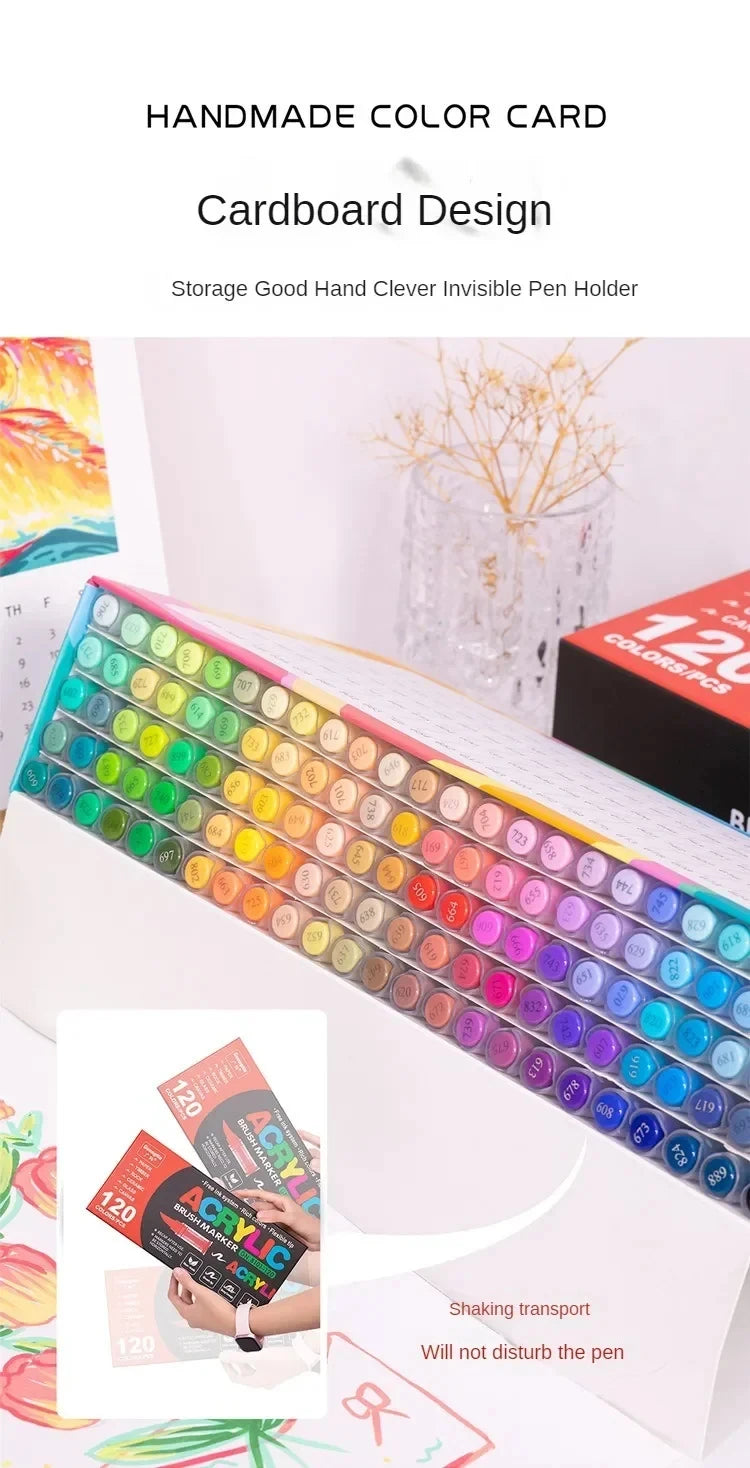 12-120 Farben Acrylfarben Stifte Marker Pinselspitze Farbmarker für Felsmalerei Holz Leinwand Stein Weihnachtsgeschenk DIY Handwerk