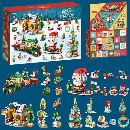 Weihnachten Adventskalender Geschenkbox DIY Weihnachtszug Jesus Ziegel Spielzeug 24 Tage Countdown Kalender Box Überraschung Weihnachtsgeschenk