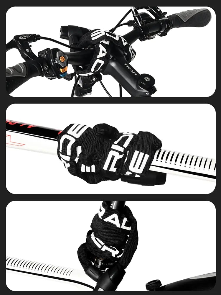 RIDERACE Fahrradkettenschloss, tragbar, Diebstahlschutz, hohe Sicherheit, MTB, Mountainbike-Schloss mit 2 Schlüsseln für Roller, Elektro-E-Bike