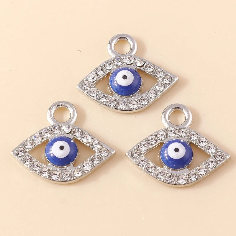 10 Stück Mixed Crystal Evil Eye Charms Türkische Lucky Blue Eye Charms Anhänger Anschlüsse für Armband Ohrringe Halskette DIY Schmuck