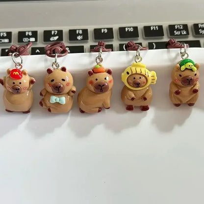 1-10Pcs Lustige Cartoon Capybara Schlüsselanhänger Frauen Männer Charme Harz Glänzend Flatback Tier Anhänger Schlüsselring Schmuck, Die Entdeckungen