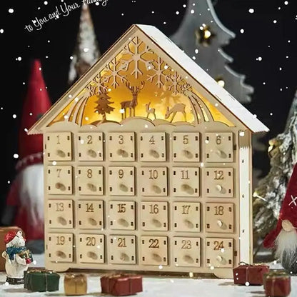 Weihnachts-Adventskalender, 24-Tage-Countdown-Dekoration, Weihnachten, wiederverwendbare Holzdekoration, Tischplatte, abnehmbar, A8i6