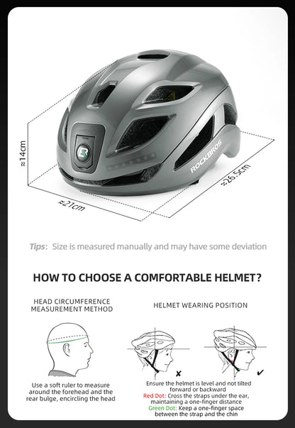ROCKBROS Fahrrad Licht Helm Typ-C Lade Fahrradhelm Wiederaufladbare Einstellbare MTB Sicher Mountain Road Scooter Helm